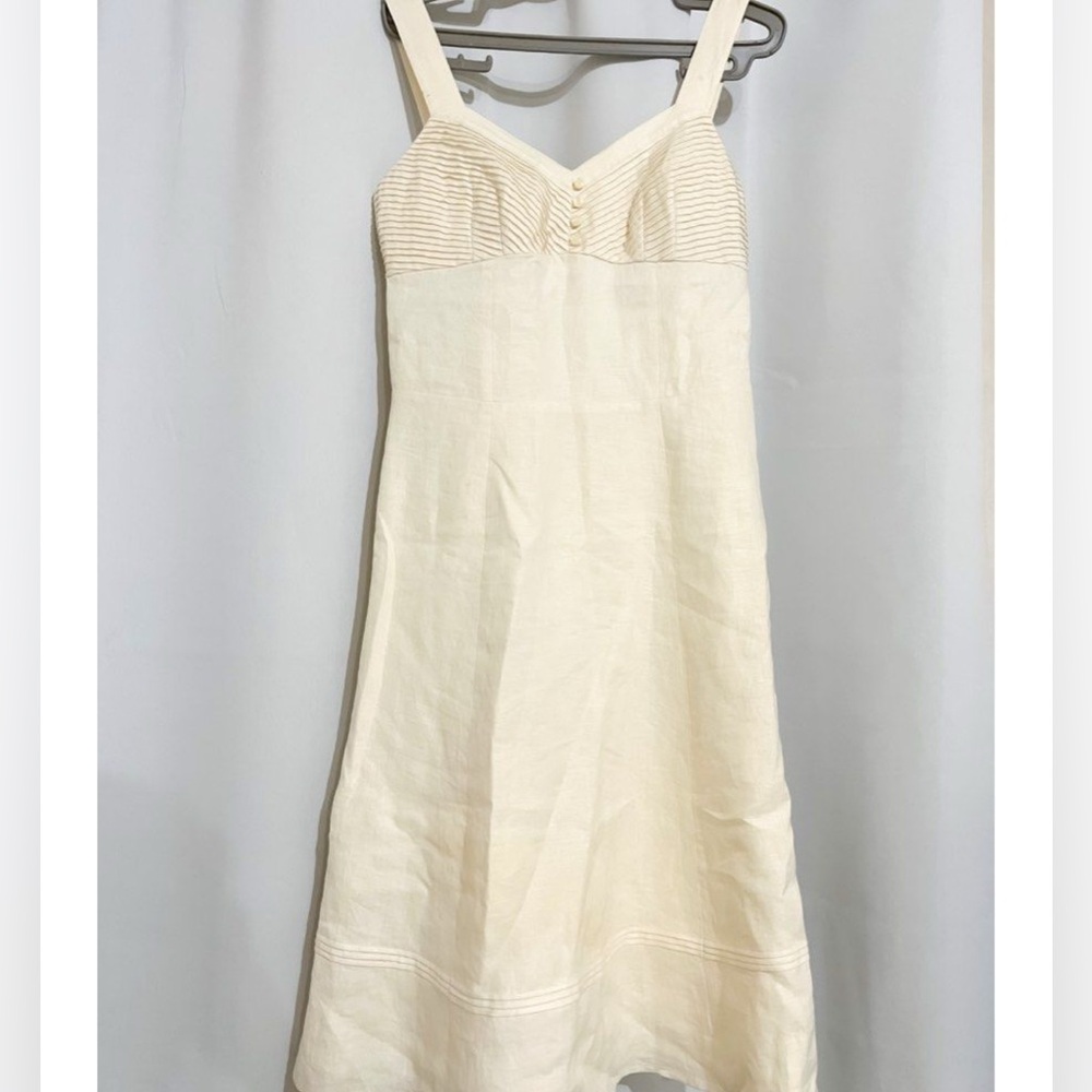 Ann Tylor LOFT Cream Linen Midi Dress